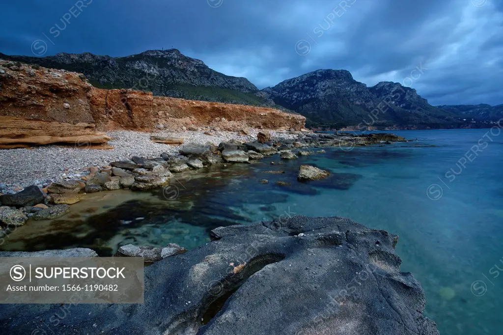 Es Calo, coast of Colonia de Sant Pere Bahia de Alcudia Peninsula Llevant Arta Mallorca Balearic Islands Spain