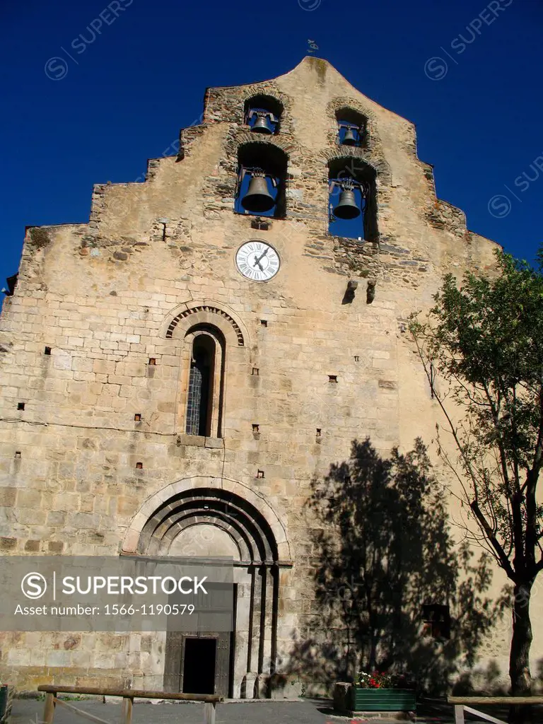 Romanesque church of Formigueres, Languedoc-Roussillon, Eastern Pyrenees, France.