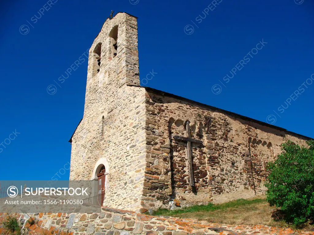 Romanesque church of Réal, Languedoc-Roussillon, Eastern Pyrenees, France.
