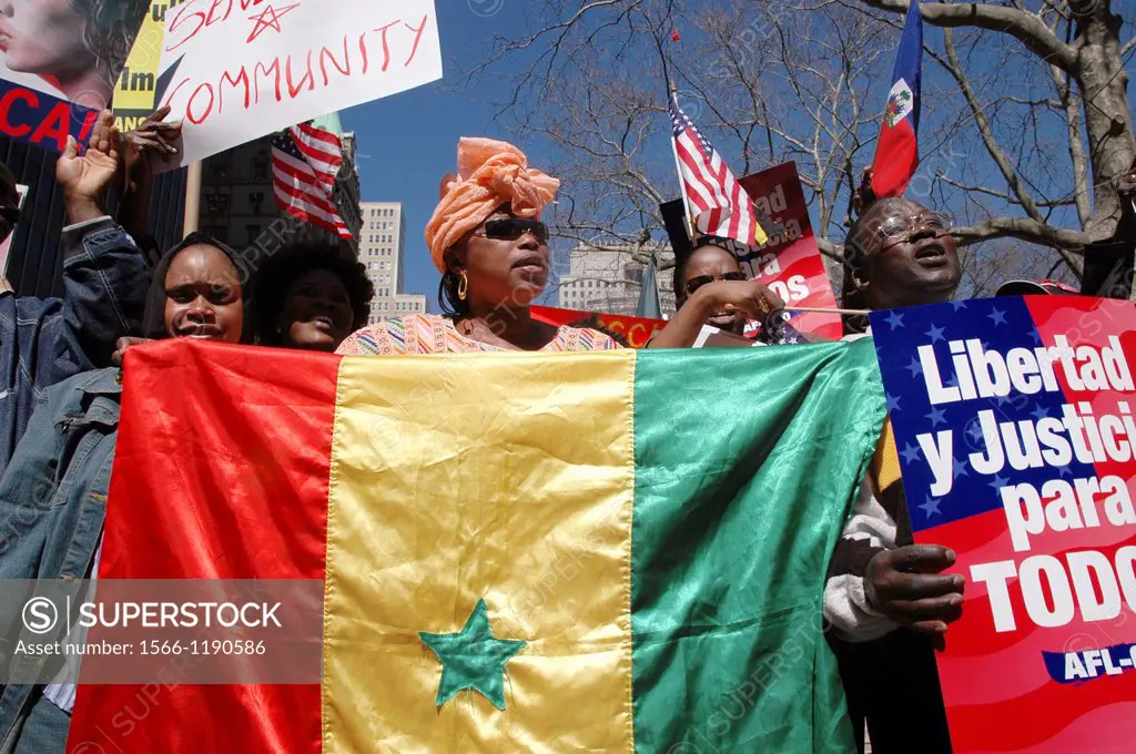 New York City, Senegalese immigrants protesting against too strict laws, Manhattan