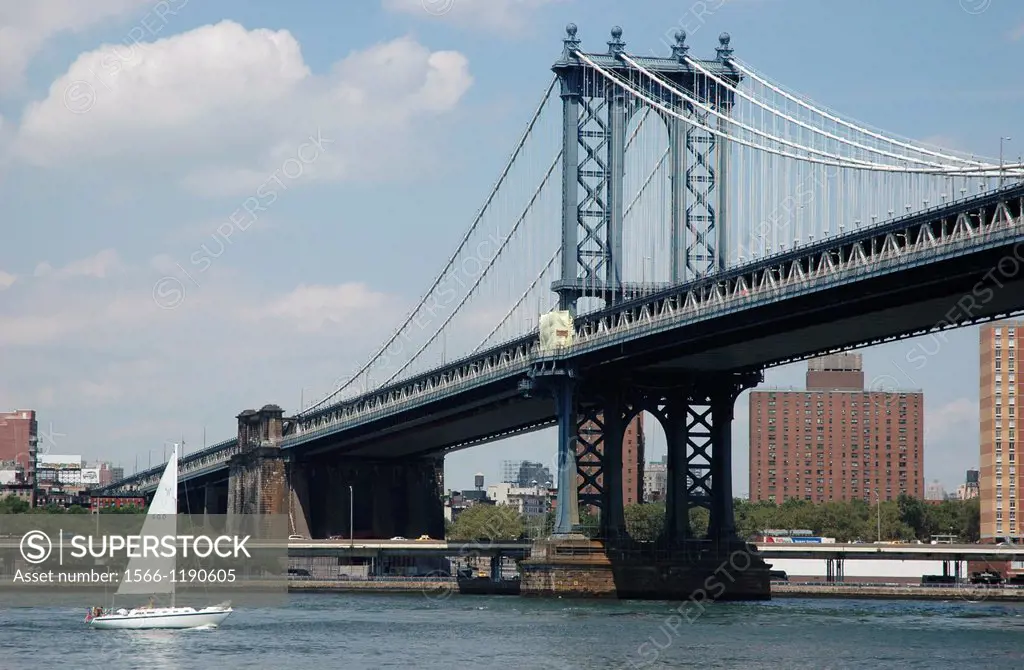 New York City, the Brooklyn Bridge seen from Dumbo, Brooklyn