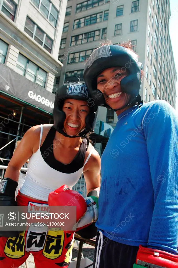New York City, Muay Thai boxers in Dumbo, Brooklyn