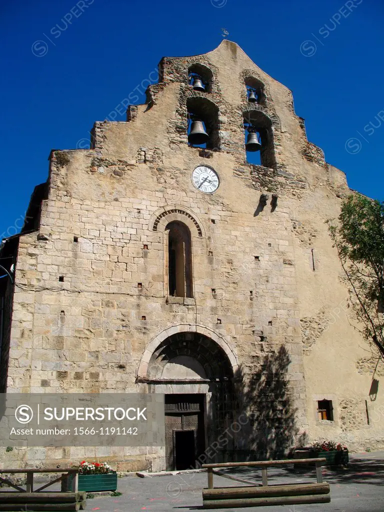 Romanesque church of Formigueres, Languedoc-Roussillon, Eastern Pyrenees, France.