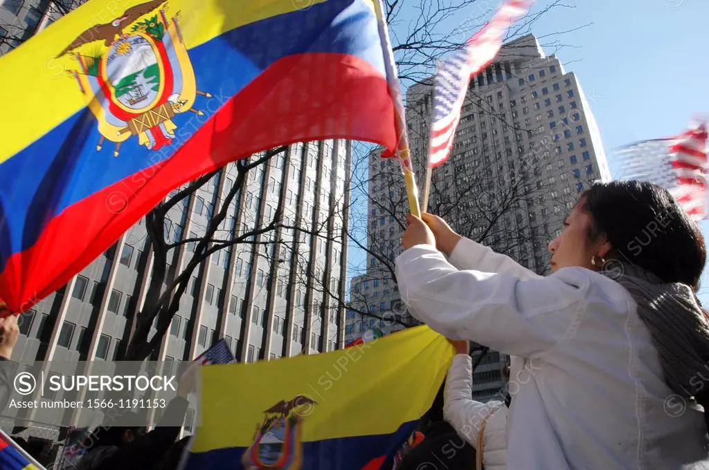 New York City, Ecuadorian immigrant protesting against too strict laws, Manhattan