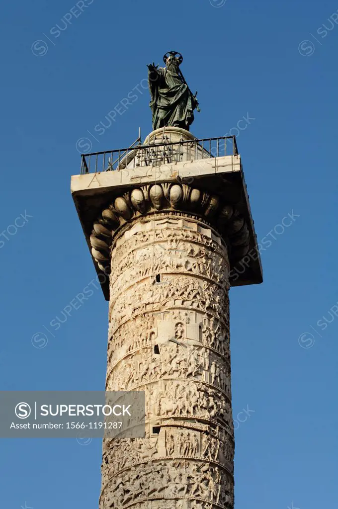 Italy, Lazio, Rome, Piazza Colonna Square, Column of Marcus Aurelius, Detail