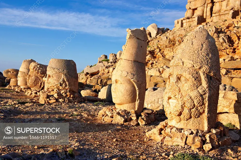 Pictures & Images of the statues of around the tomb of Commagene King Antochus 1 on the top of Mount Nemrut, Turkey Stock photos & Photo art prints In...
