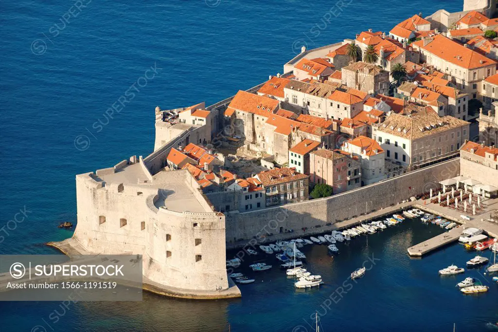 Arial view of Dubrovnik old town port - Croatia