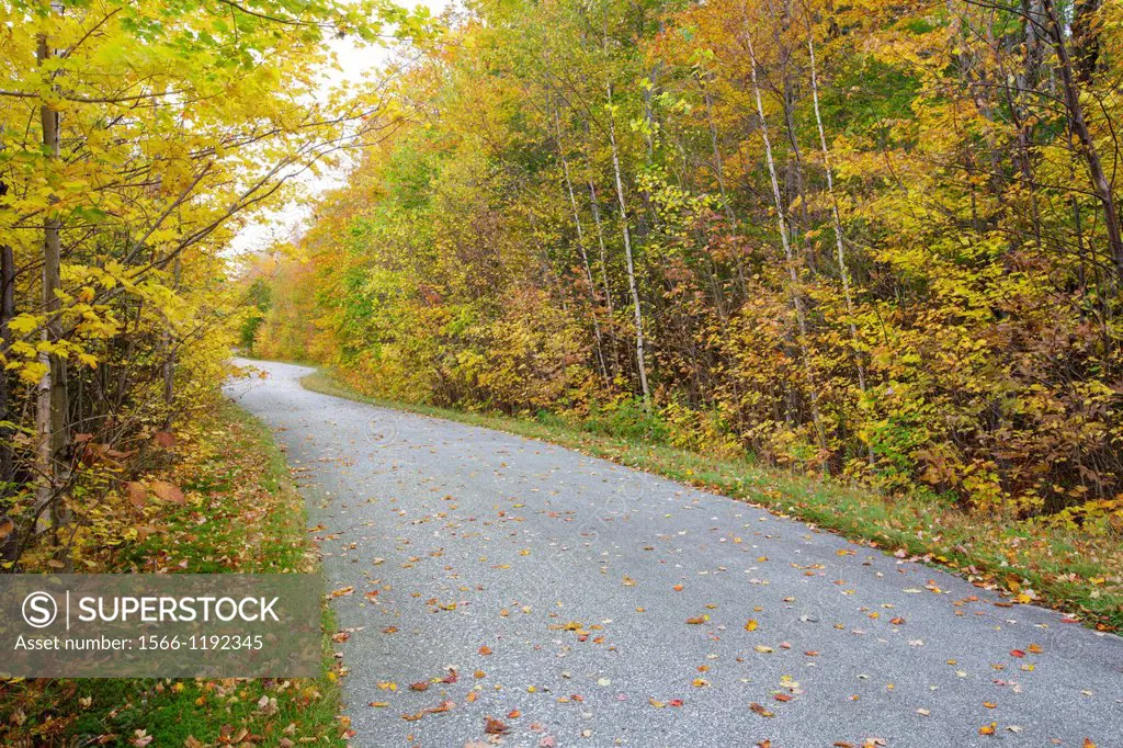 Franconia Notch State Park - Franconia Notch Bike Path during the autumn months in the White Mountains, New Hampshire USA