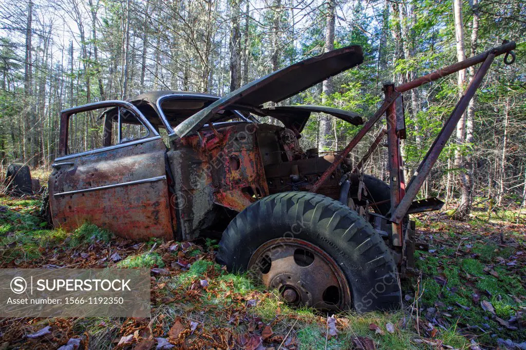 Abandoned 1950s Chevrolet near Elbow Pond in Woodstock, New Hampshire USA