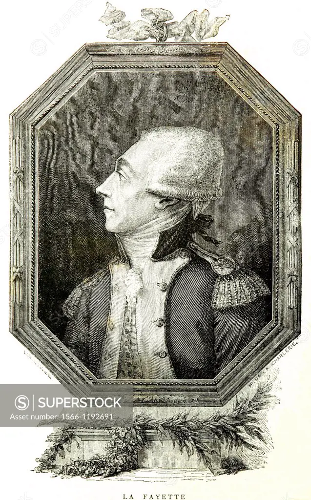 Portrait of the famous general Gilbert du Motier Marquis de La Fayette 1757-1834