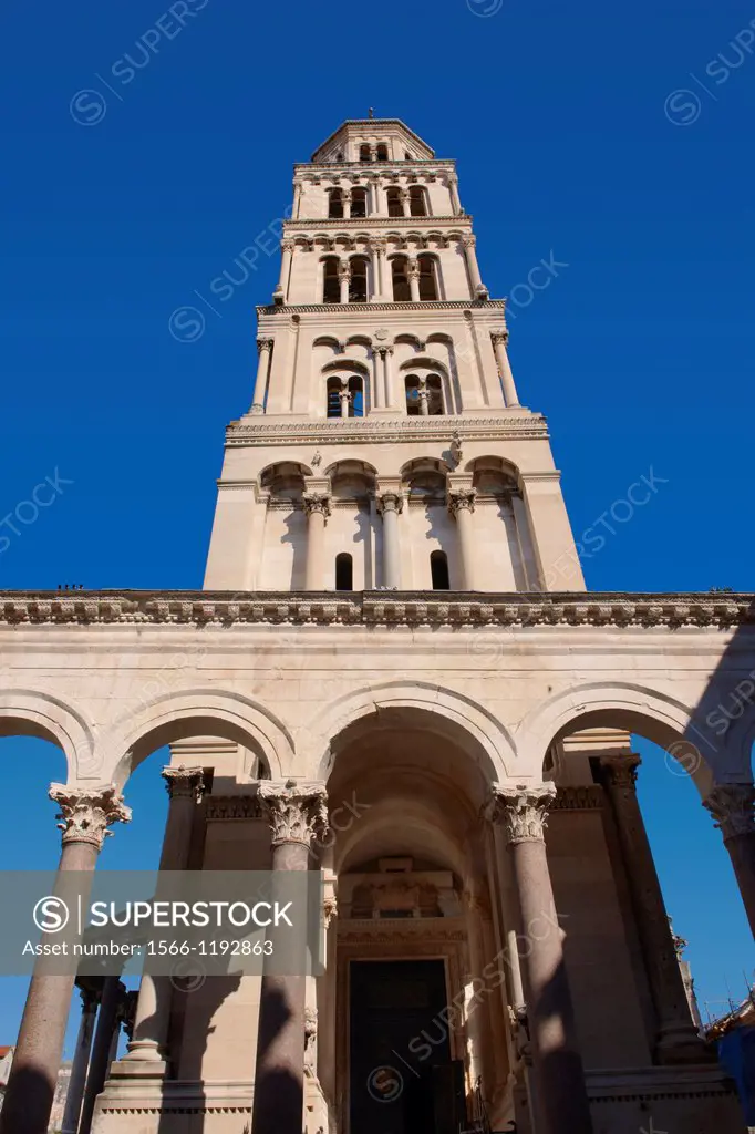 Bell tower of the Cathedral of St Doimus dedicated to the Virgin mary, originally built onto the octagonal 4th cent AD mausoleum of Roman Emperor Dioc...
