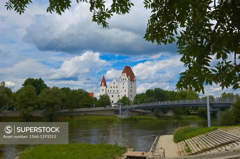 Ingolstadt, New Castle, Neues Schloss castle, Danube river, Upper Bavaria, Bavaria, Germany.