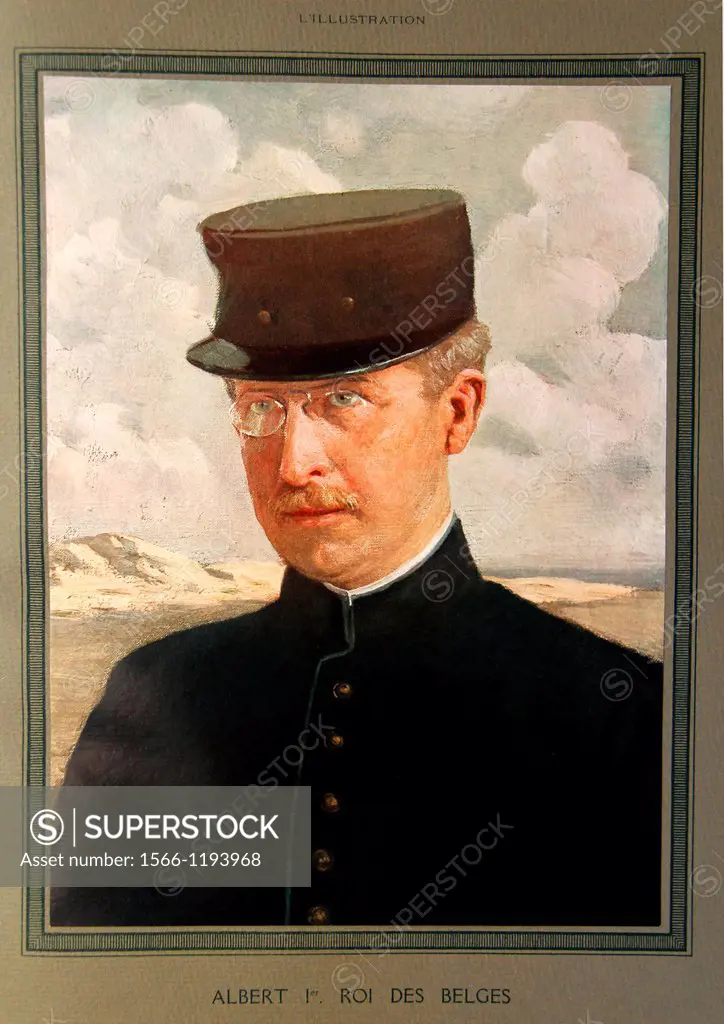 Portrait of Albert the First 1875-1934 king of the Belgians during the first world war