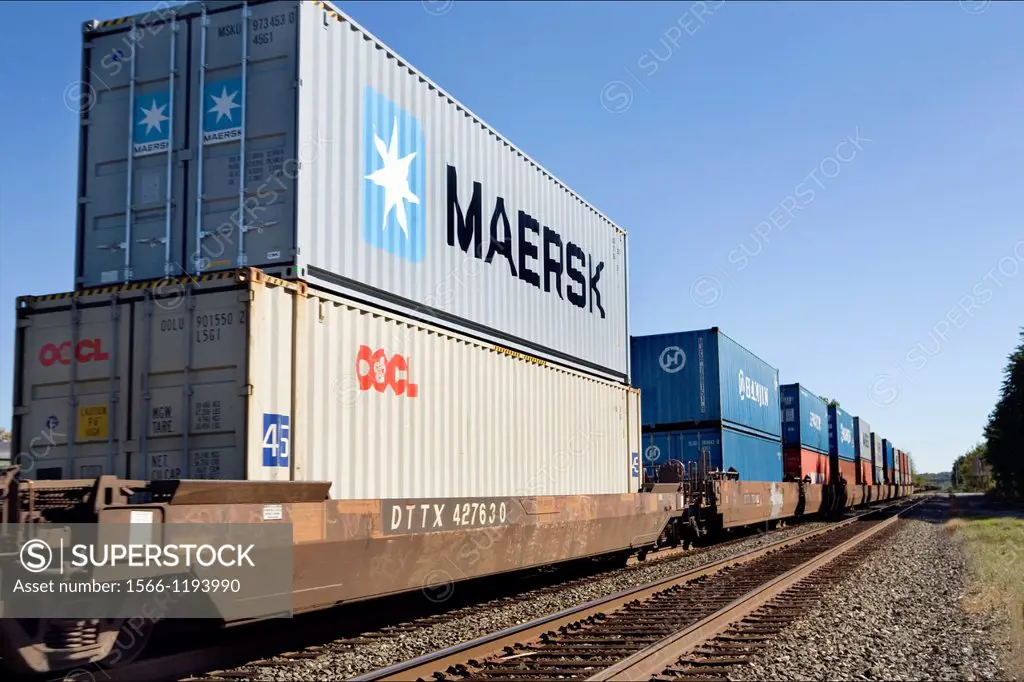 Containers of cargo ontop of a freight train