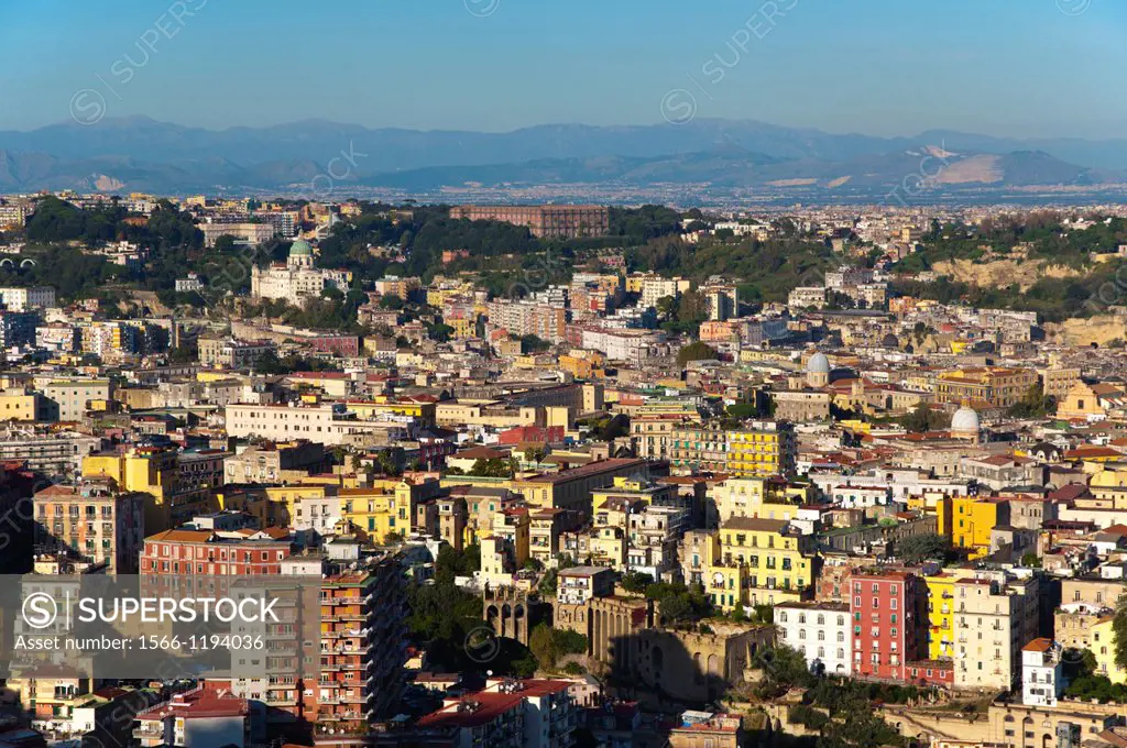 Materdel and other central district with Palazzo Reale di Capodimonte in background seen from Largo San Martino square Vomero district Naples Italy Eu...