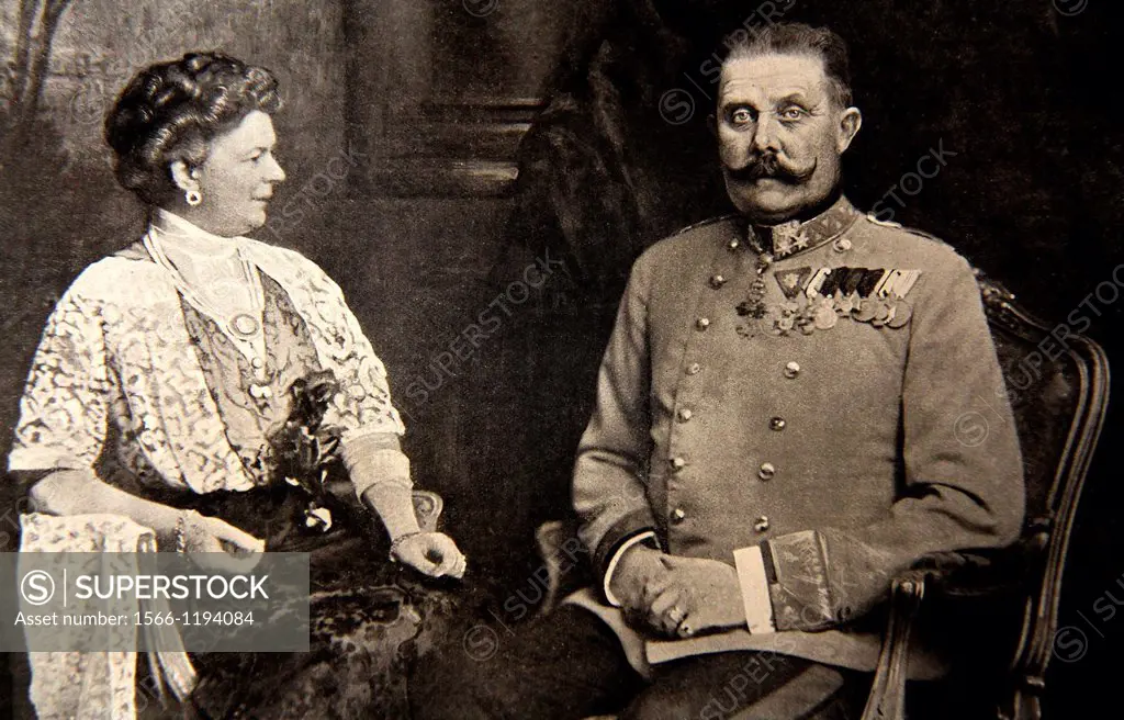 Photography of the archduke Franz Ferdinand of Austria and the duchess Von Hohenberg