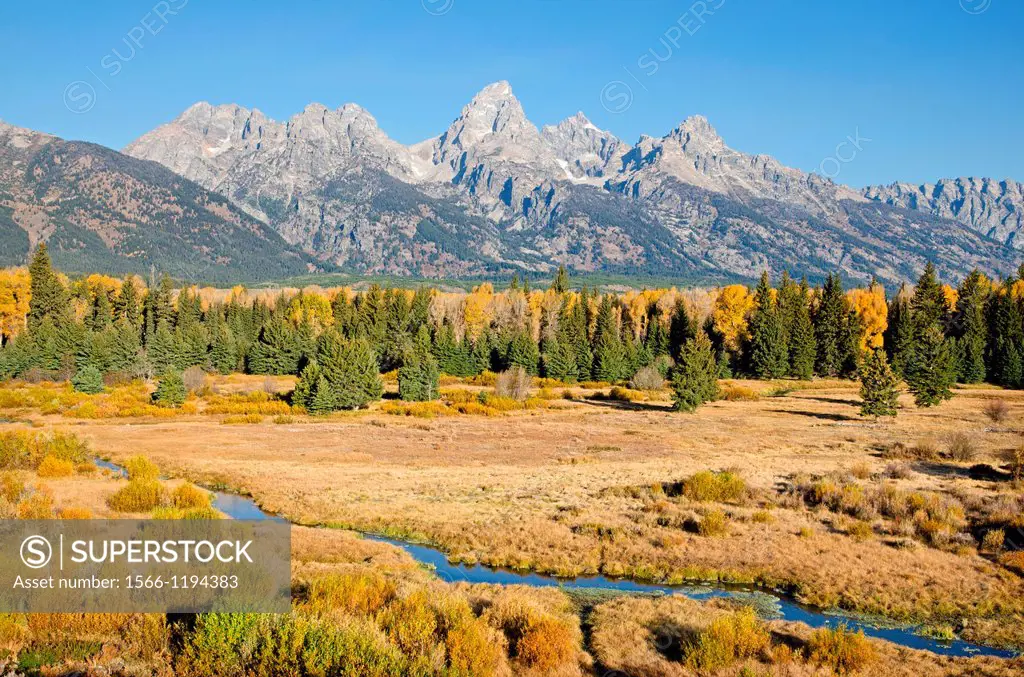 Sunrise on Grand Teton at Blacktail Ponds in Grand Teton National Park in northern Wyoming