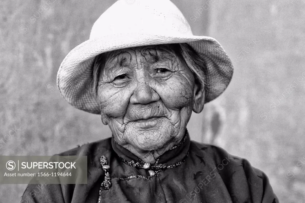 Colorful Old Native Woman Ulaan Baatar Mongolia