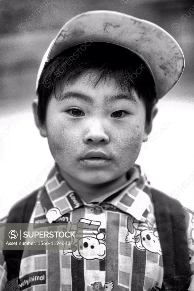 Colorful portrait of young child in Beijing China