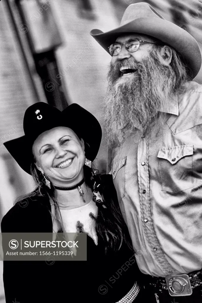 Abstract portrait of cowboy and his daughter with gray beard in Billings Montana