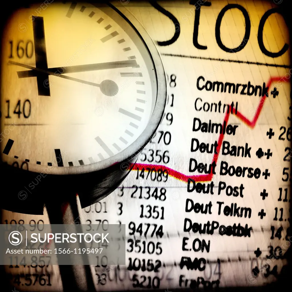 reloj con grafico de mercado de valores, composicion digital, clock stock market chart, Digital Composition,