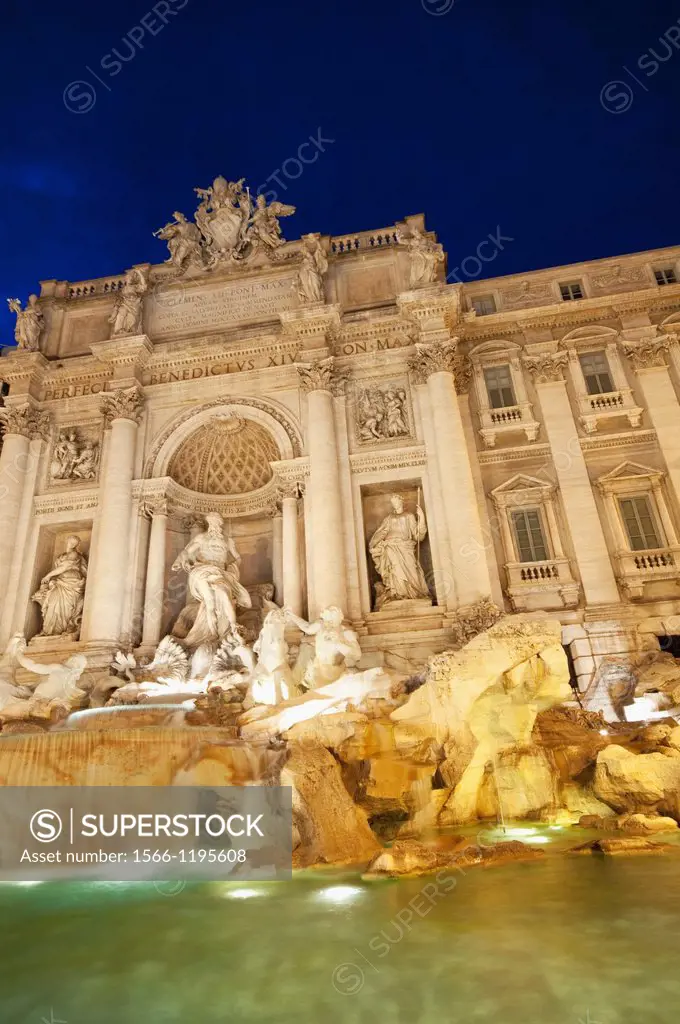 Italy, Lazio, Rome, Trevi Fountain at Night