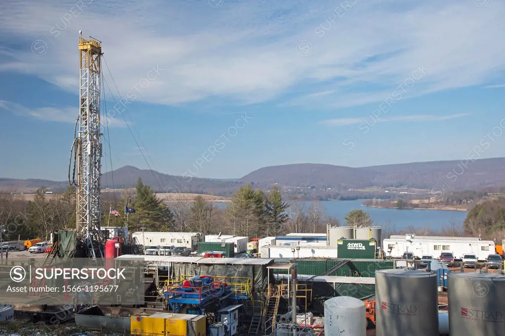 Williamsport, Pennsylvania - An Atlas Energy Resources natural gas well being drilled in rural Lycoming County in preparation for hydraulic fracturing...
