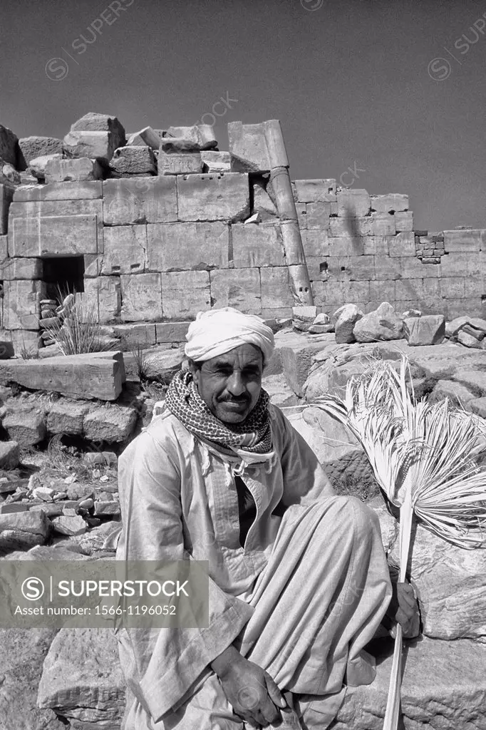 Local guide at the ancient ruins of the Temple of Karnak in Luxor Egypt