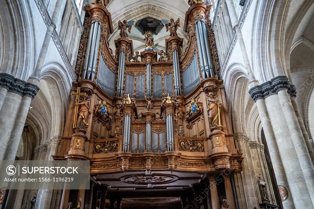 Organ detail at St  Omer cathedral in Normandy, France