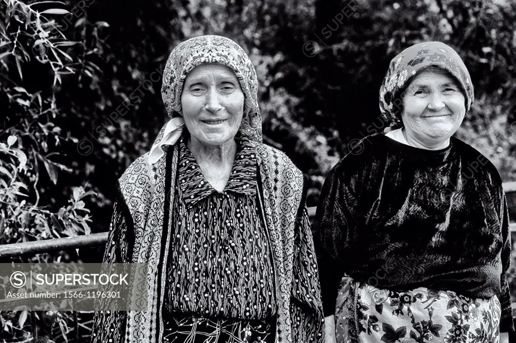 Two women portraits in colorful clothes in Albania near Tirana
