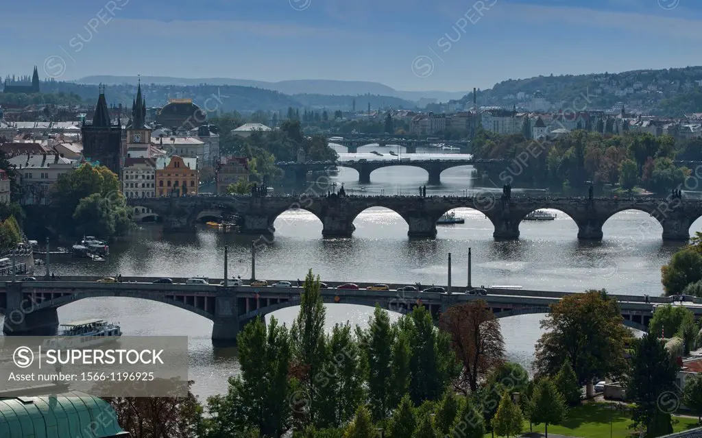 The historic Charles Bridge over the Vitava River in Prague, Czech Republic