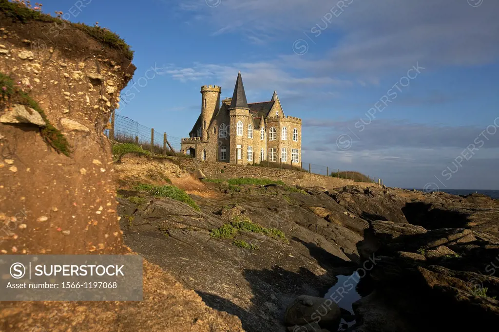 Turpault castle, wild coast of Quiberon, Morbihan, Brittany, France