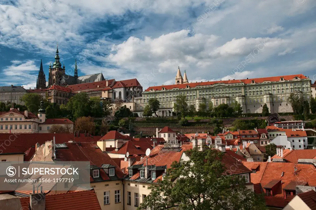 Prague Castle rises above the city, Prague, Czech Republic