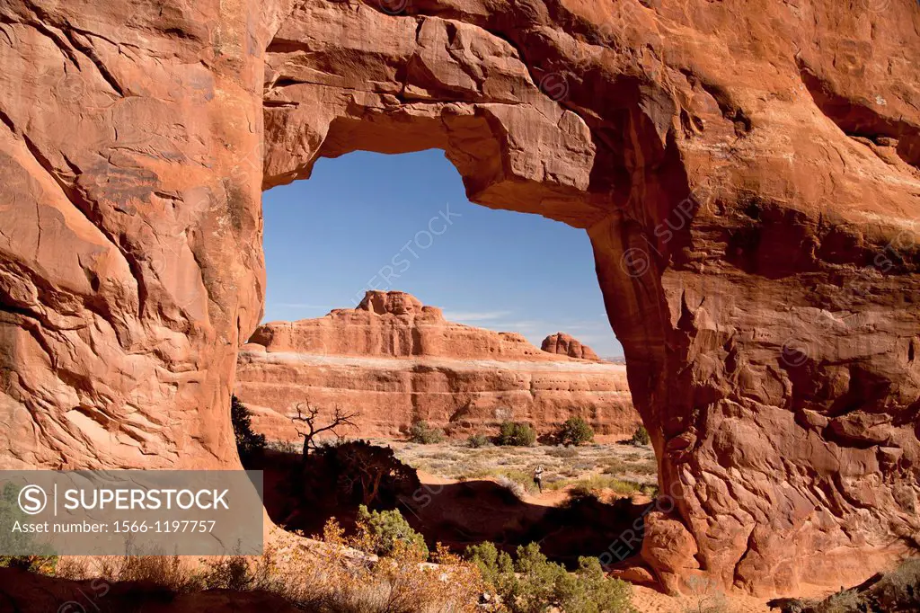 Pine Tree Arch at Devil´s Garden, Arches National Park just outside of Moab, Utah, United States of America, USA