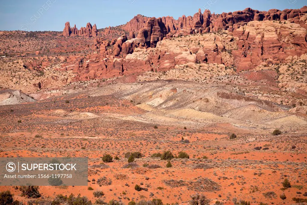Fiery Furnace area landscape at Arches National Park just outside of Moab, Utah, United States of America, USA