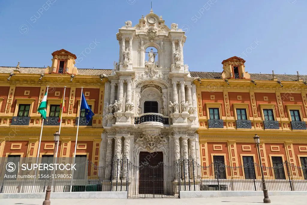 The Palace of San Telmo, Palacio de San Telmo, the seat of the presidency of the Andalusian Autonomous Government, Seville, Sevilla, Andalusia, Spain.