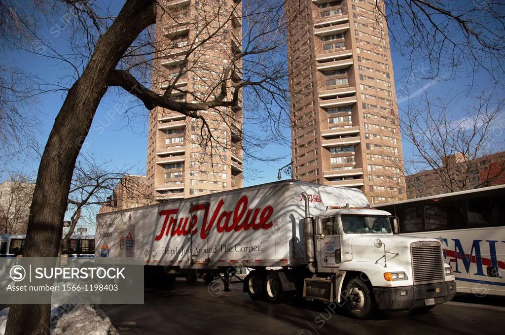 New York City, truck along Central Park West, Uptown Manhattan