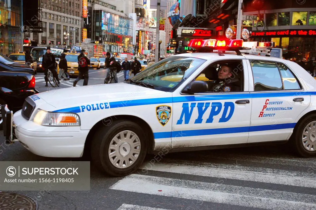 New York City, police car in Times Square, Midtown Manhattan