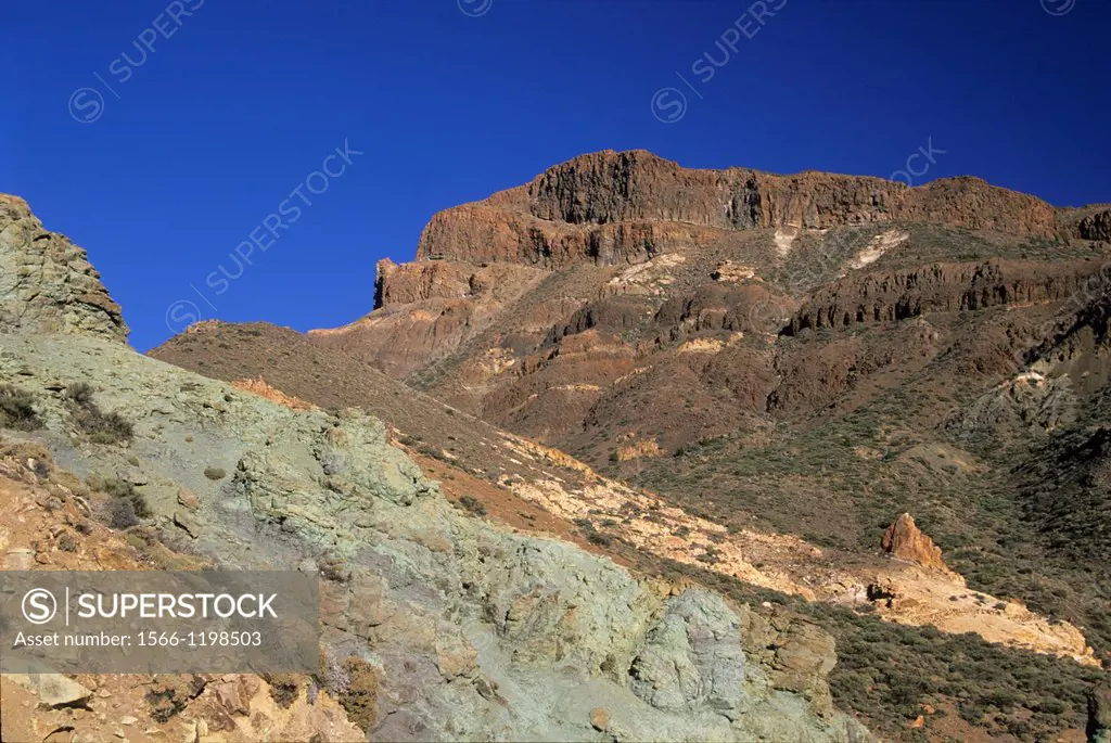 blue rocks, Caldeira de las Canadas, Mount Teide, National Park, Tenerife, Canary Islands, Atlantic Ocean