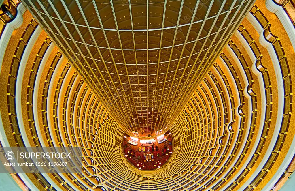 Shanghai China wonderful abstract of Oriental Towers and new Hyatt Hotel rooms at night from above in Shanghai China.