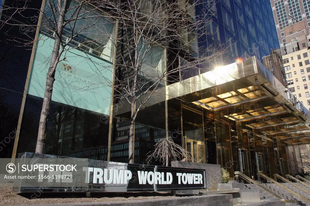 New York City, the Trump World Tower, a residential skyscraper at 845 United Nations Plaza First Avenue between 47th and 48th Streets, Midtown Manhatt...