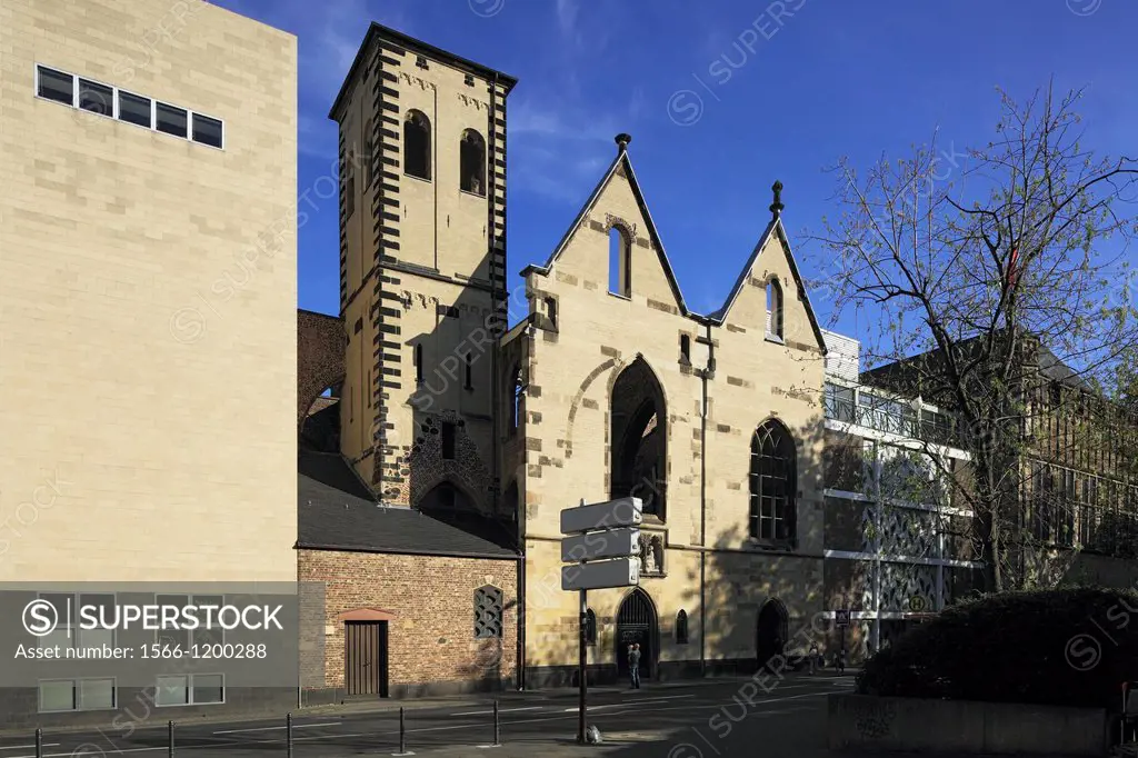 Germany, Cologne, Rhine, Rhineland, North Rhine-Westphalia, NRW, old city, Old Saint Alban church, church ruin, memorial site