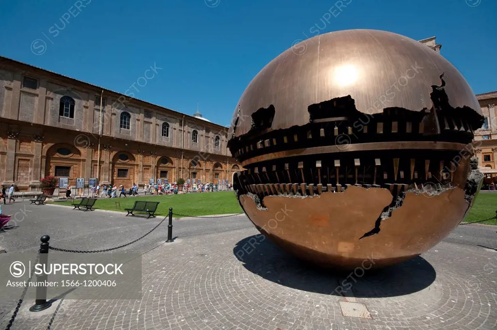 Italy, Lazio, Rome, Vatican, Musei Vaticani, Cortile della Pigna, the Sfera By Arnaldo Pomodoro Artist