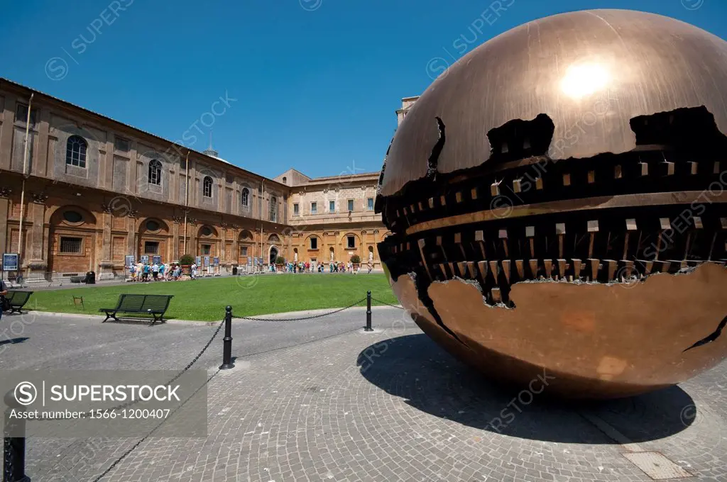 Italy, Lazio, Rome, Vatican, Musei Vaticani, Cortile della Pigna, the Sfera By Arnaldo Pomodoro Artist