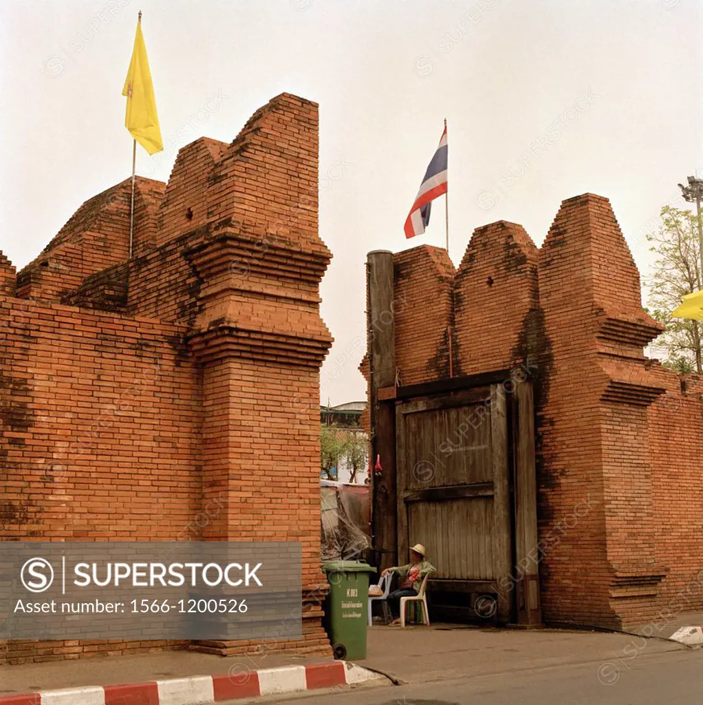 Tapae Gate in Chiang Mai in Thailand in Southeast Asia Far East