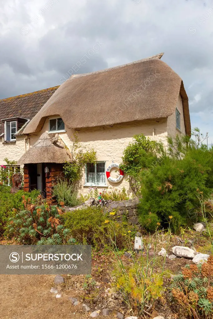 Thatched cottages in Porlock Weir, Exmoor National Park, North Devon, England, UK, Europe