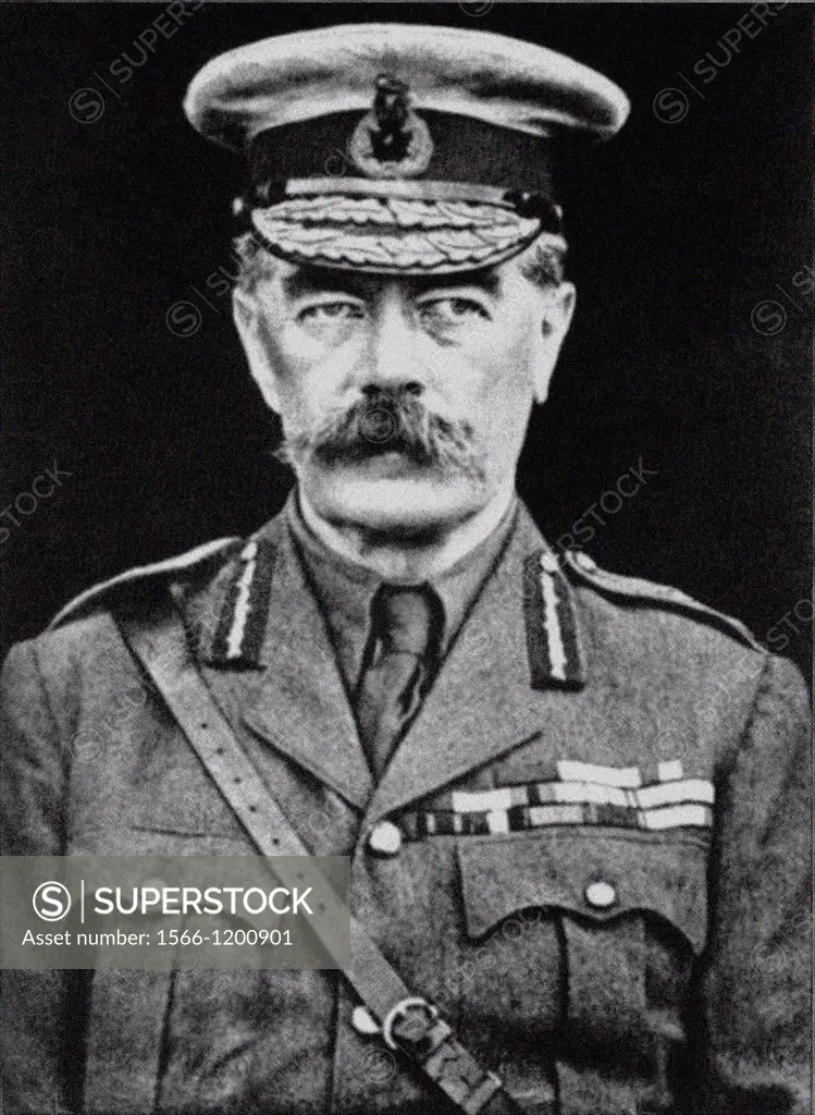 Field Marshal Horatio Herbert Kitchener, 1st Earl Kitchener  From the archives of Press Portrait Service formerly Press Portrait Bureau