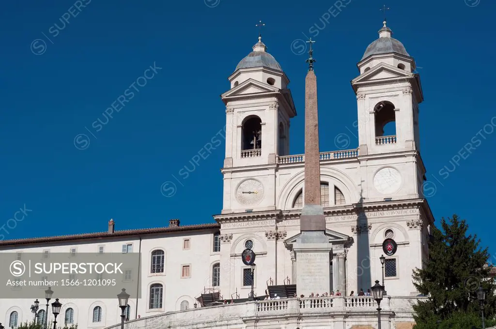 Italy, Lazio, Rome, Piazza di Spagna Square, Trinità dei Monti Church