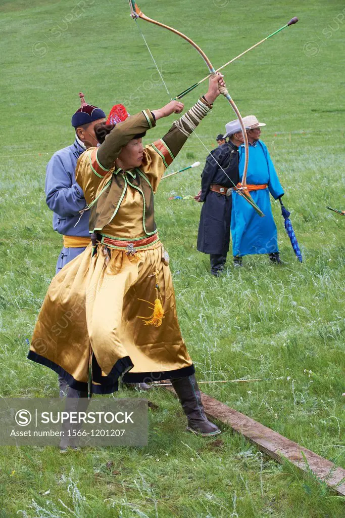 Mongolia, Khentii province, Badshireet, Naadam festival, Buriat population, archery tournament