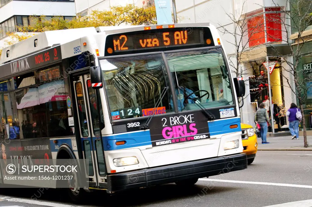 New York City Public Transportation M2 Bus, Manhattan, New York City, USA